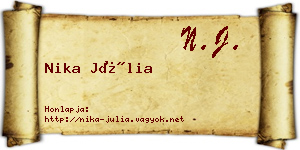 Nika Júlia névjegykártya