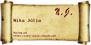 Nika Júlia névjegykártya